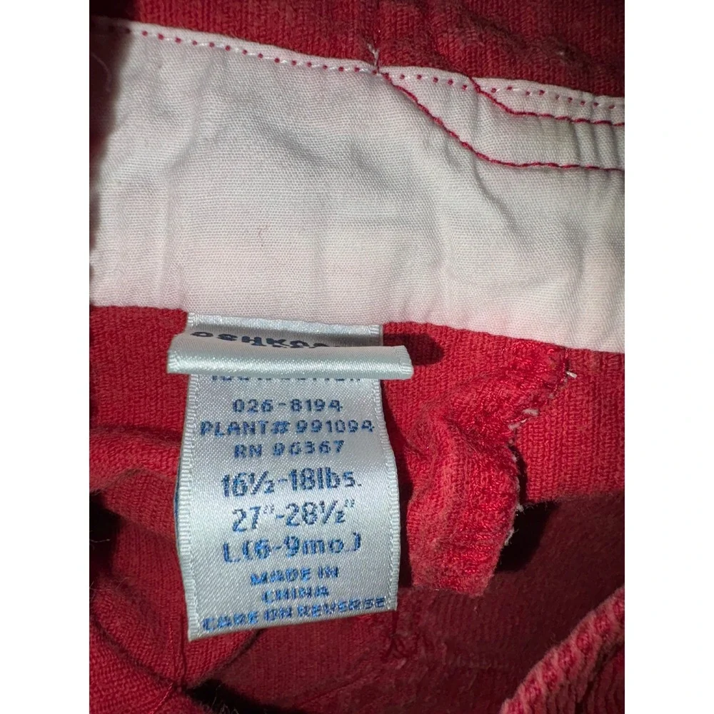 Vintage OshKosh‎ B'Gosh Red Corduroy Overalls Ghost Halloween Baby 6-9 Months